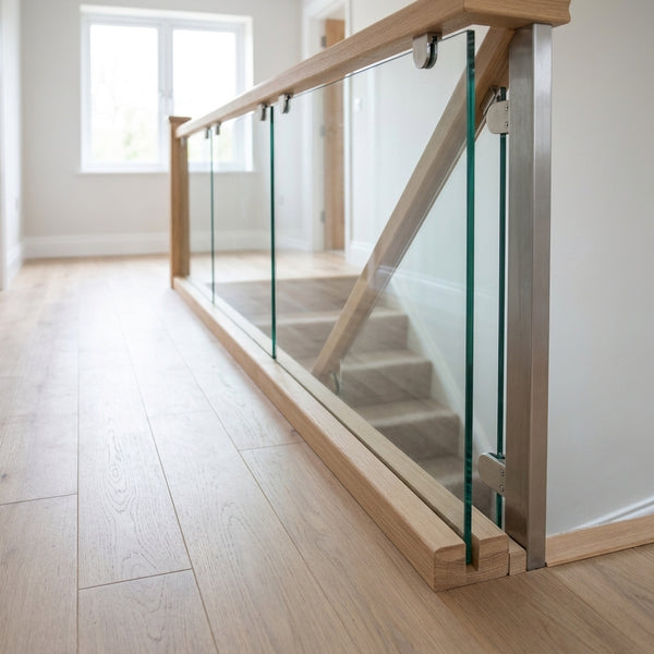 Oak Baserail Grooved for 10mm Glass – 1800mm to 4200mm