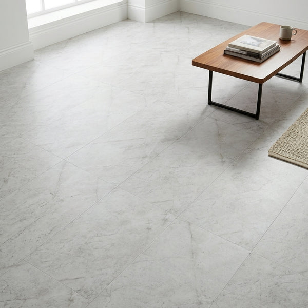 Tile-Look Vinyl Flooring, Silver, 5G Cross Lock System