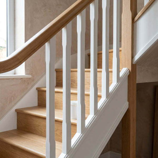 White Primed Modern Base Rail Grooved For Metal Spindles
