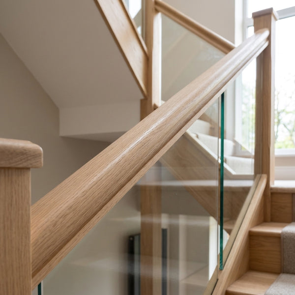 Oak Handrail Grooved for 10mm Glass – 1800mm to 4200mm